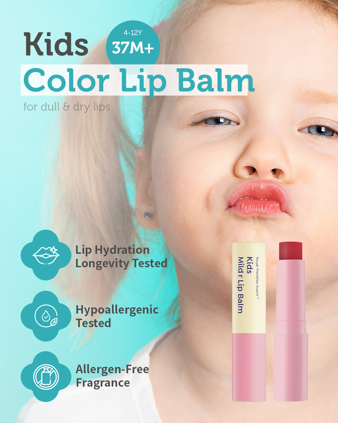 Kids' Color Lip Balm, 0.1oz.